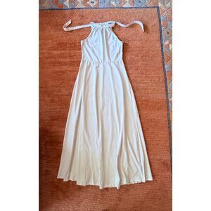 Styleword Ivory Halter Maxi Dress M | Flowing Cotton Stretch Summer Dress